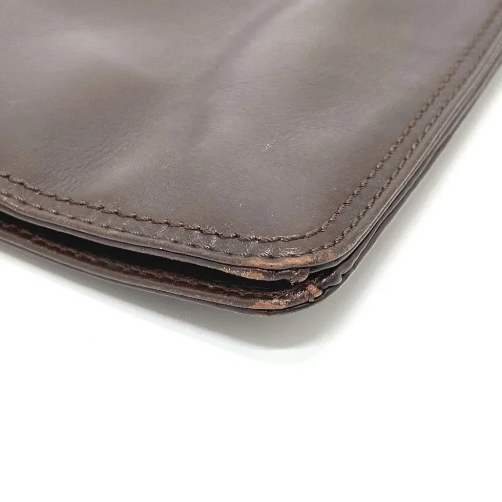 CHANEL Logo Sacosh Shoulder Bag Lambskin Leather Brown - Picture 3 of 13